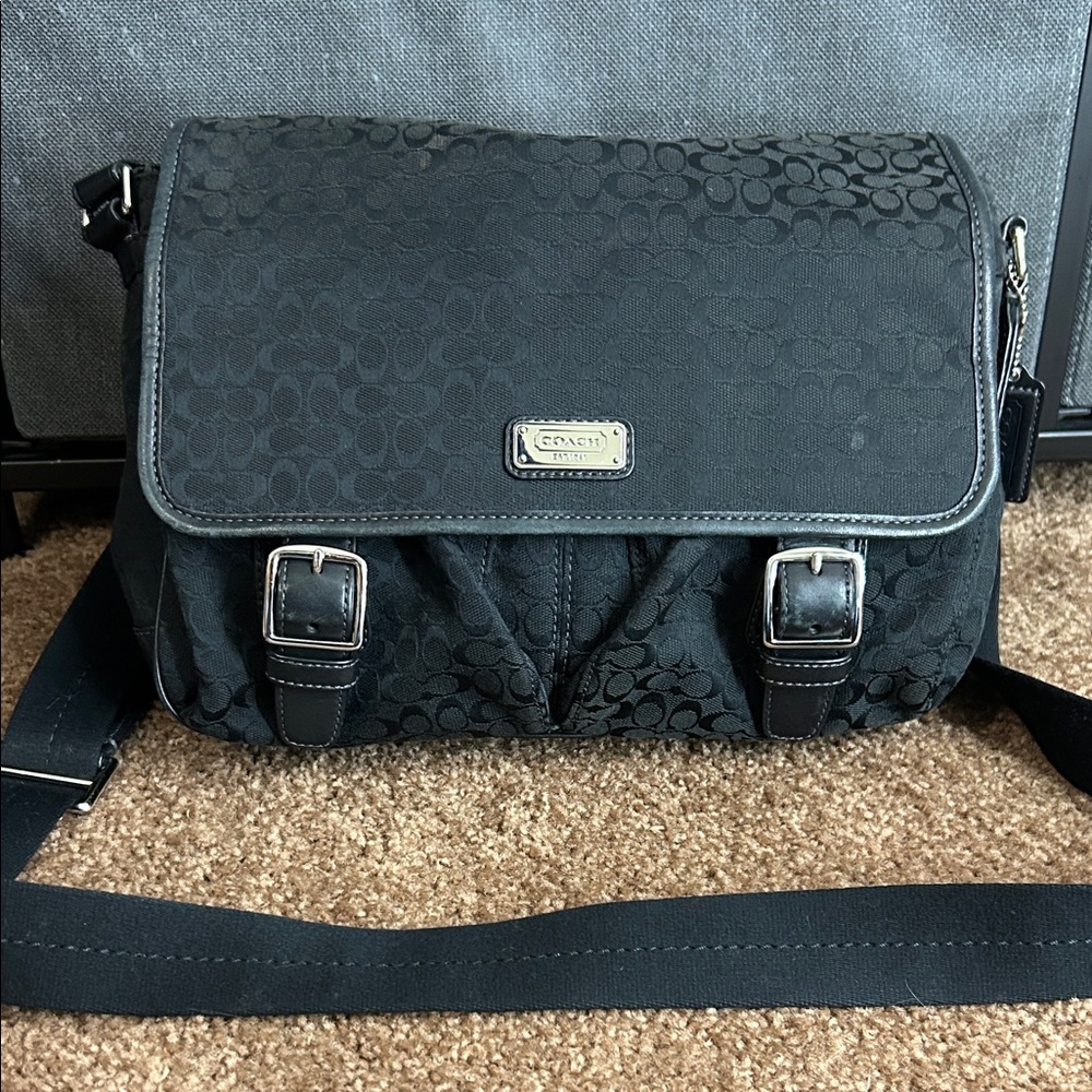 Coach Black Crossbody Bag with Signature Pattern